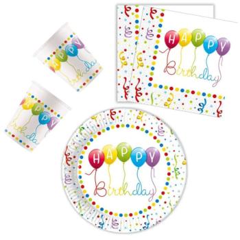 Happy Birthday Streamers party szett 36 db-os 23 cm-es tányérral kép