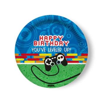 Happy Gamer Birthday tányér - 22,7 cm, 8 db / csomag kép