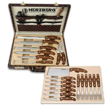 Herzberg 25 darabos kés- és evőeszközkészlet tárolótokkal (HG-K25LB) kép