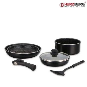 Herzberg HG-8090-7BK: 7 darab márvány bevonatú főzőedény készlet kép