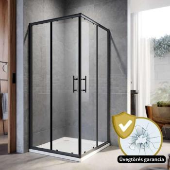 Homedepo Elio Black 80x80 szögletes két tolóajtós zuhanykabin 6 m... kép