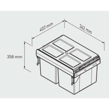 Hulladékgyűjtő szemetes PRACTI ECO 400, 2x16 literes, antracit, e... kép