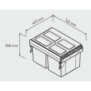 Hulladékgyűjtő szemetes PRACTI ECO 600, 2x27 literes, antracit, e... kép