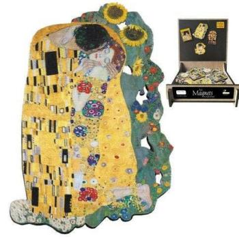 Hűtőmágnes (MDF lap) 5,5x7,5cm, Klimt: The Kiss mit Sonnenblumen kép