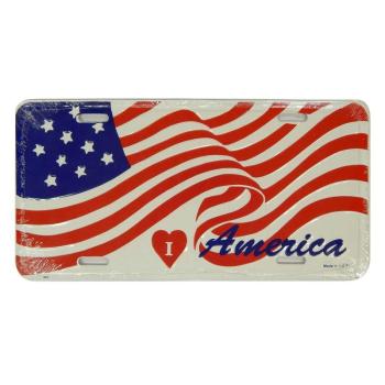 I Love America dombornyomott fémtábla/rendszámtábla 30,4 x 15,1 cm kép