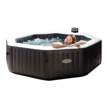 INTEX PureSPA Onyx Black Octagon jacuzzi, sóbontó készülékkel, 4 személyes, D201 x 71 cm, fekete / fehér (28458) kép