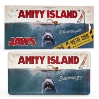 JAWS AMITY ISLAND &#039;Cápa&#039; dombornyomott fémplakát 30 x 15 cm kép