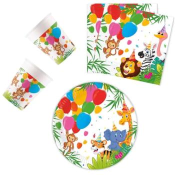 Jungle Balloons, Dzsungel party szett 36 db-os 20 cm-es tányérral kép