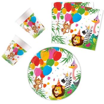 Jungle Balloons, Dzsungel party szett 36 db-os 23 cm-es tányérral kép