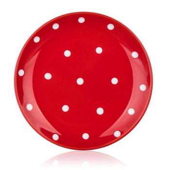 Kerámia desszertes tányér DOTS 18,6 cm, piros, pöttyös kép