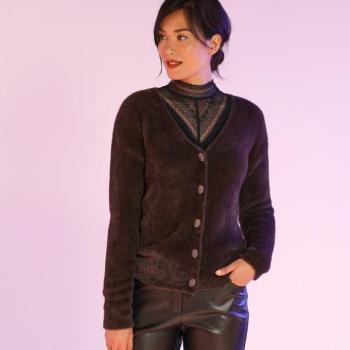 Kerek nyakú pulóver, jacquard szőrmével kép