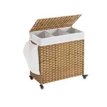 Kerekes polyrattan szennyeskosár - Songmics - 140 L kép