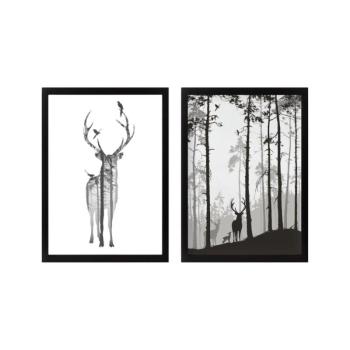 Keretezett poszter szett 2 db-os 34x44 cm Deer – Wallity kép