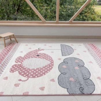 Kimani elefánt mintás (pink) gyerek szőnyeg 100x150cm Rózsaszín kép
