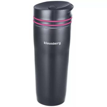 Klausberg dupla falú utazó bögre 380ml - fekete / pink (KB-7149P) kép