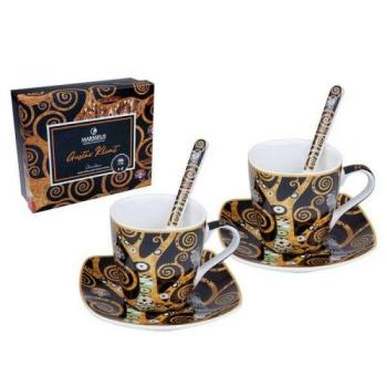 Klimt porcelán espresso kávéscsésze aljjal 2 személyes készlet -... kép