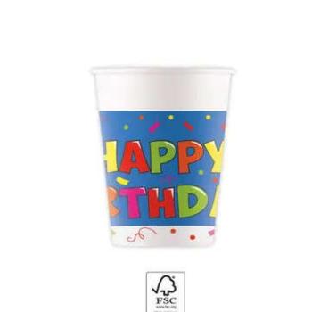 Kokliko Happy Birthday papír pohár 8 db-os 200 ml FSC kép