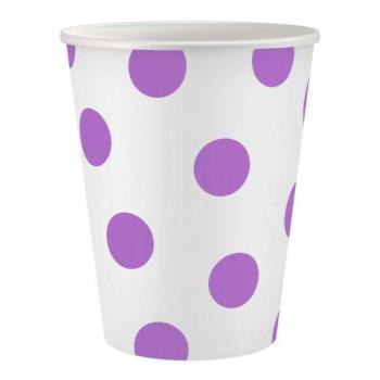 Lavender Polka Dots, Lila papír pohár 6 db-os 250 ml kép