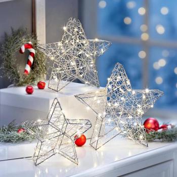 LED dekoráció 3D csillagok, 3 darabos készlet kép