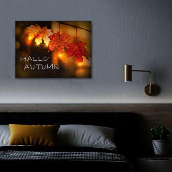 LED-es fali hangulatkép - &quot;Hello ősz&quot; - 2 x AA, 40 x 30 cm kép