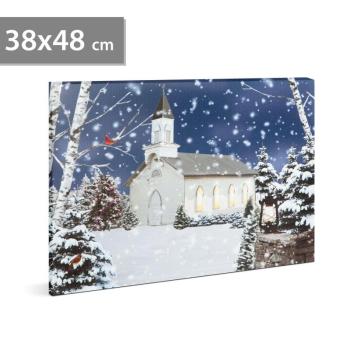 LED-es fali hangulatkép - téli táj - 2 x AA, 48 x 38 cm - 58473 kép