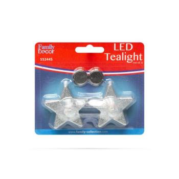 LED-es teamécses - ezüst, csillag alakú - 2 darab kép