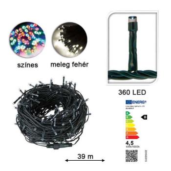 LED fényfüzér választható méretben és színben-360 LED-es -színes kép