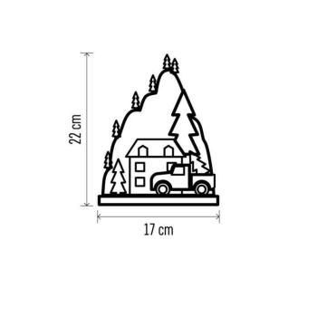 LED karácsonyi tájkép, fa, 22 cm, 2x AA, beltéri, meleg fehér, időzítő kép