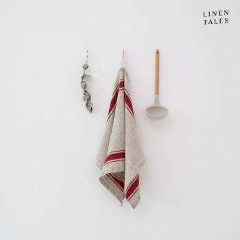 Len konyharuha 40x65 cm Red Stripe Vintage – Linen Tales kép