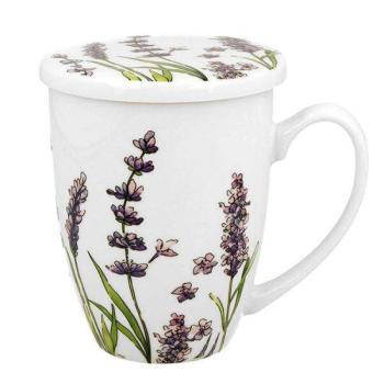 Levendulás porcelán bögre fém szűrővel - 380 ml díszdobozos - Cla... kép