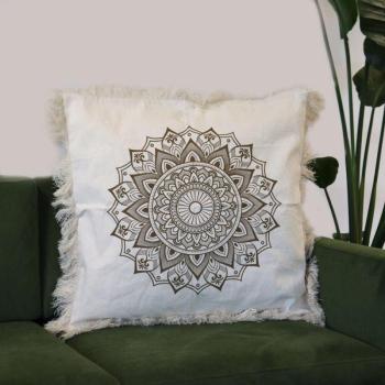 Lótusz Mandala Párnahuzat - 60x60cm - bronz kép