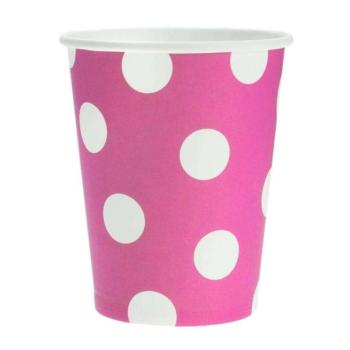 Magenta Polka Dots, Magenta papír pohár 6 db-os 270 ml kép