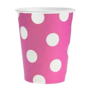 Magenta Polka Dots magenta papír pohár 6 db-os 270ml kép