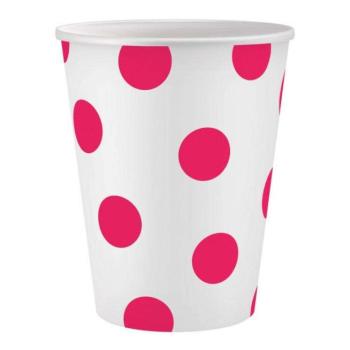 Magenta Polka Dots, Vörös papír pohár 6 db-os 250 ml kép