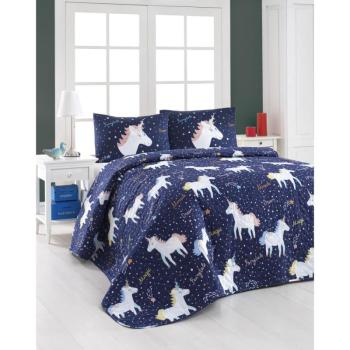 Magic Unicorn Dark Blue steppelt ágytakaró és 2 db párnahuzat, 200 x 220 cm - Eponj Home kép