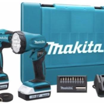 Makita DF457DWLX 18V, 2x1,5Ah + lámpa + 11 db-os bit készlet kép