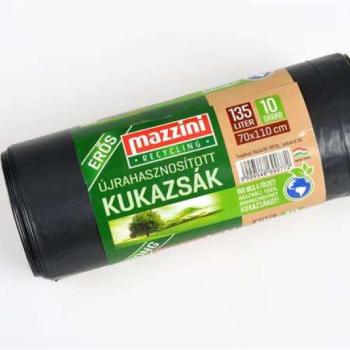 MAZZINI Szemeteszsák, újrahasznosított, erős, 135 l, 10 db,70x110... kép