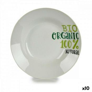 Mélytányér Organic Fehér Zöld Ø 20,6 cm Porcelán (10 egység) kép