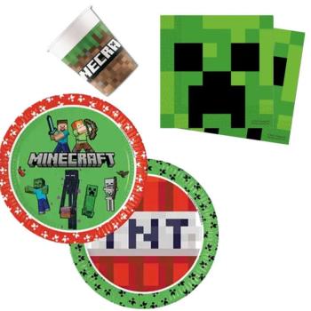 Minecraft party szett 36 db-os 23 cm-es tányérral kép