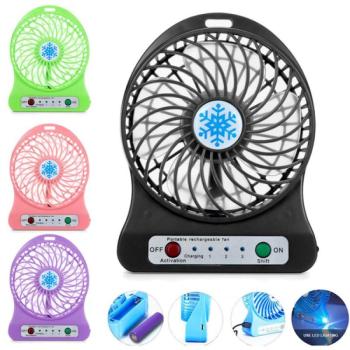 Mini hordozható akkus ventilátor LED fénnyel (BBV) kép