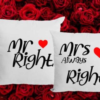 Mr-Mrs right/páros párnahuzat kép