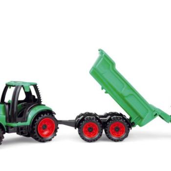 Műanyag traktor oldalkocsival 32 cm-es figurával, műanyagból kép