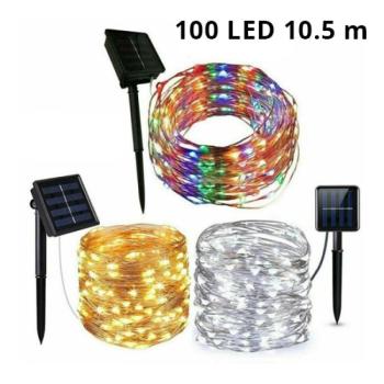 Napelemes 100 micro LED-es fényfüzér 10.5 m kép