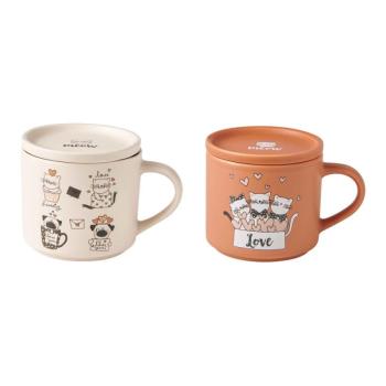 Narancssárga-bézs porcelán bögre szett 2 db-os 35 ml Cats – Brandani kép