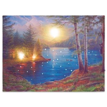 NEXOS Falikép Hegyi tó falfestmény 30 x 40 cm 43 LED kép