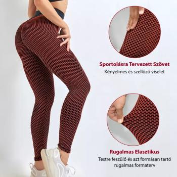 Női leggings több méretben, igazán kényelmes - piros-fekete - M kép