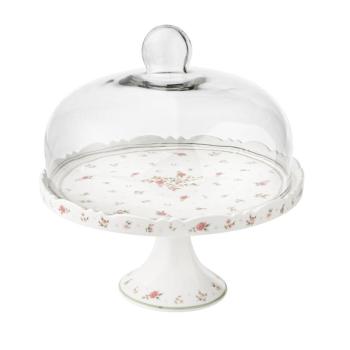 Nonna Rosa fehér porcelán tortatartó üvegfedéllel, ø 28 cm - Brandani kép