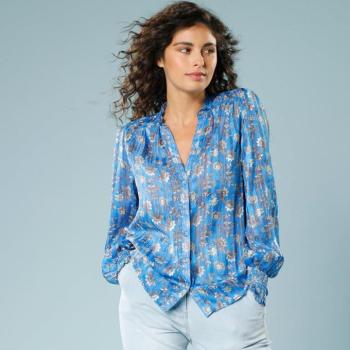 Nyomtatott ingblúz, csíkos jacquard, kis alakra kép