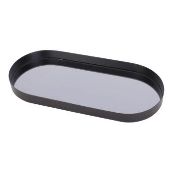 Oval fekete tálca füsttükörrel, szélesség 18 cm - PT LIVING kép