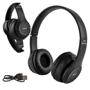 P47 Bluetooth-os akkus  fejhallgató headset MP3 lejátszó - fekete (BBV) kép